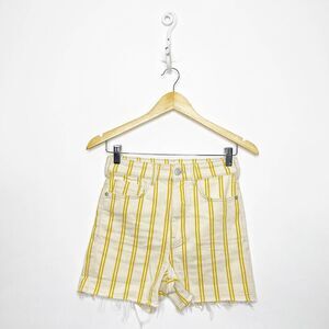 Anthropologie Pilcro High Rise Striped Denim Shorts yellow stretch womens 25